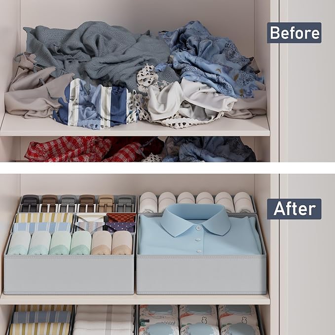 DIMJ Drawer Organizer Clothes Storage - 18 Pack Baby Dresser Organizer for Nursery, Foldable Closet Drawer Organizer Bins for Bedroom Organization, Fabric Storage Dividers for Socks, Underwears, Bras-NeatNest