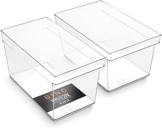 BINO | Plastic Storage Bins, Large - Deep | THE HANDLER COLLECTION | Multipurpose Organizer Bins | Kitchen Pantry Organizers and Storage | Clear Containers for Organizing Home | Freezer Organizer-NeatNest