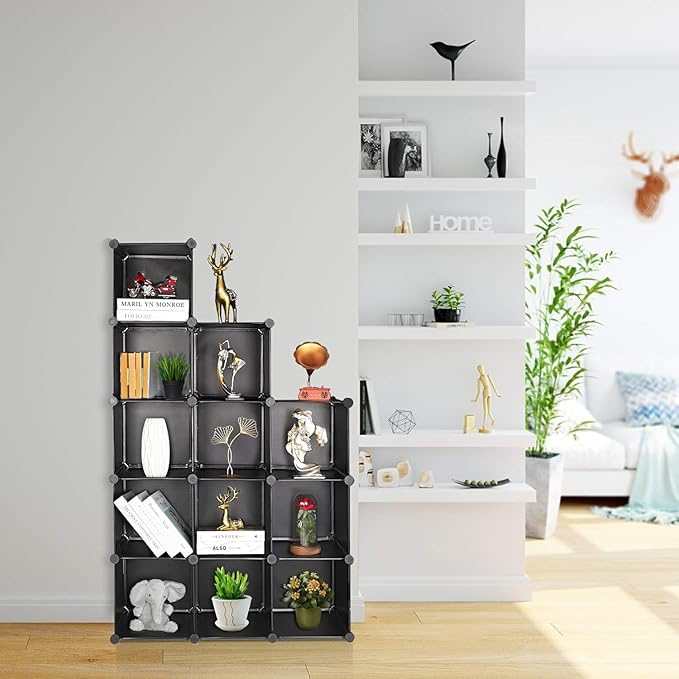 TUMUCUTE Cube Storage Organizer, DIY Plastic Closet Cabinet Modular Bookcase, Storage Shelves for Bedroom Living Room, Office(12-Cube,Plastic)