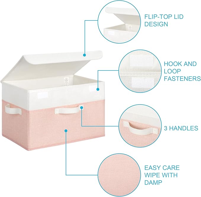 GRANNY SAYS Storage Bins with Lids, Decorative Storage Boxes, Shelf Baskets, Closet Storage Bins for Clothing, Collapsible Storage and Organizer, 2-Pack-NeatNest