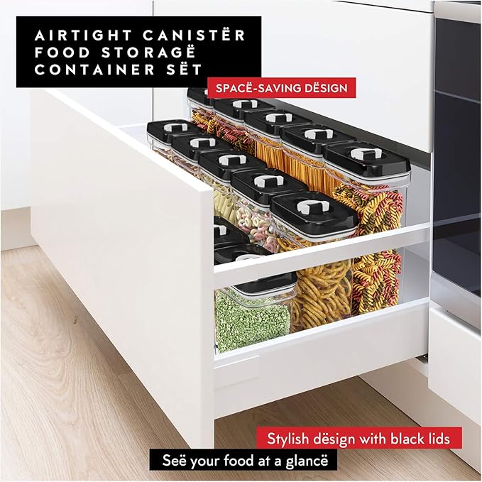 DWËLLZA KITCHEN Pasta Storage Containers for Pantry Airtight - 2 Pc Spaghetti Container Storage - Ideal for Spaghetti & Noodles, Kitchen Pantry Organization and Storage - Keeps Food Fresh & Dry-NeatNest