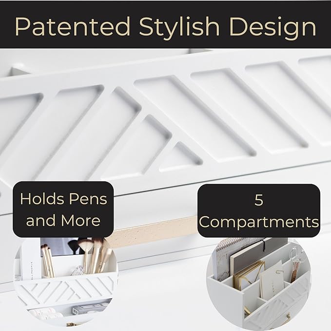 BLU MONACO White Wooden Mail Organizer with Drawer and Gold Handle – Desk Accessories for Office Organization and Storage – Home, Office, and Classroom Supplies-NeatNest