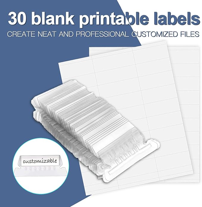 HERKKA Hanging File Folders, 30 Pack Reinforced Letter Size Hanging Folders, Designed for Bulky Files, Filing Cabinet, 1/5-Cut Adjustable Tabs (Blue)