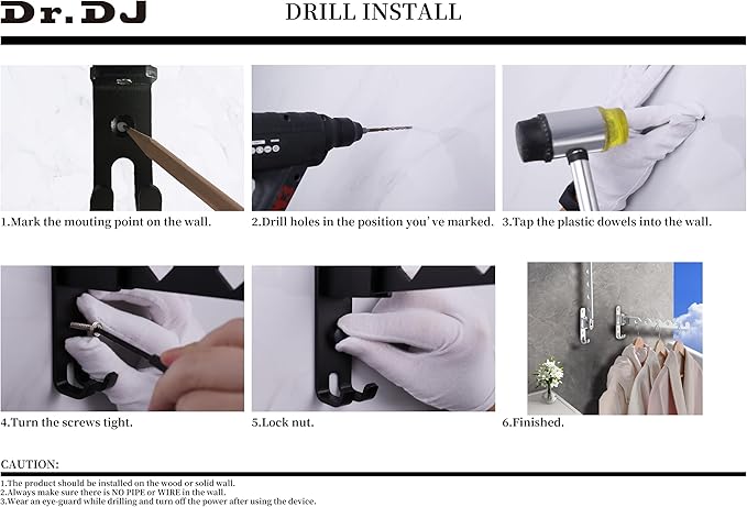 Dr.DJ Wall Hanger for Clothes, Coat Hanger Wall Mounted Silver Retractable Clothes Drying Organizer Rack Garment Hooks Aluminium Folding Indoor Space Save (2 Racks) Silver-NeatNest