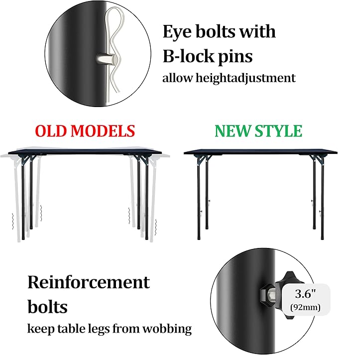 Folding table risers for Folding Tables Straight/Bent Leg, Durable Folding Table Leg Extensions 2 Levels/Heights Table Leg extenders-All for Treating Your Back pain(4-pack) (7.8 In (20cm))-NeatNest
