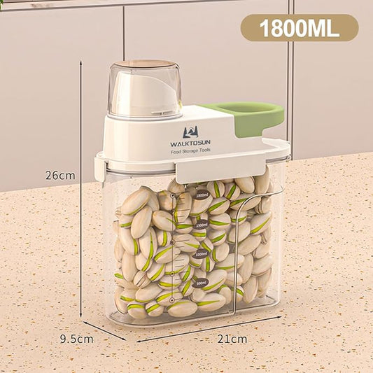 Cereal Containers Storage with Pour Spout Airtight Food Storage Containers Cereal Dispenser Sealed Kitchen Canisters for Nuts Flour Sugar Beans Dry Food, BPA Free (1800ml Green)-NeatNest