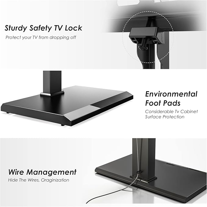 FITUEYES Iron Base Universal Floor TV Stand with Swivel Mount for 32-75 Inch LED LCD OLED Plasma Flat Panel or Curved Screens Height Adjustable TV Stand with Wire Management