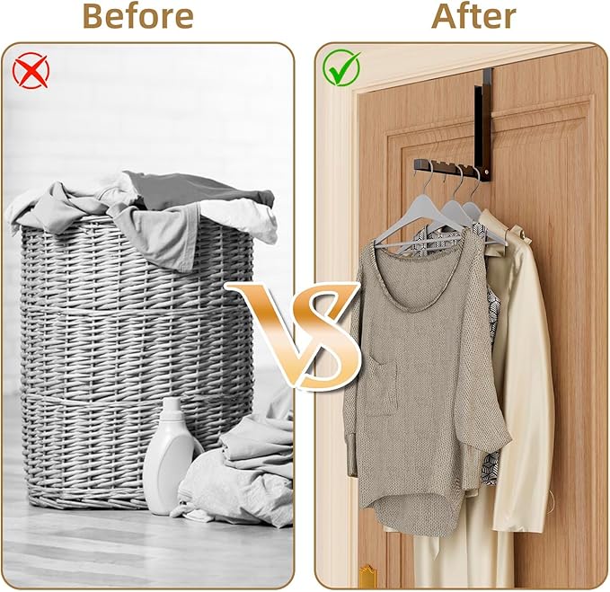 Over The Door Hanger Folding Clothes Drying Rack, Folding Hanging Coat Rack for Indoor Laundry Room Compact Small Space Foldable Portable Clothing Hanger Hook Collapsible- 2 Pack(Black)