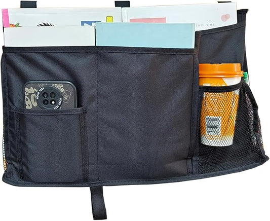 Bedside Caddy Storage Organizer Bunk Bed Hanging Storage Bag for Crib Hospital Beds Dorm Rooms with 8 pockets (Black)-NeatNest