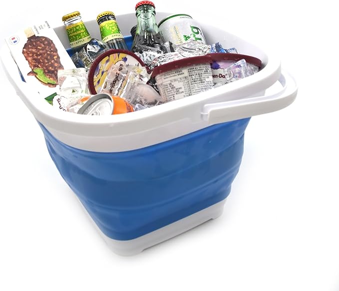 SAMMART 11L (2.9 Gallon) Collapsible Rectangular Handy Bucket (1, Blue)-NeatNest