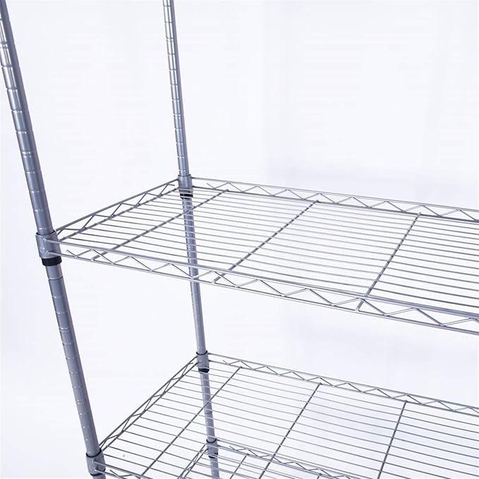 5 Tier Adjustable Storage Shelf Metal Storage Rack Wire Shelving Unit Storage Shelves for Pantry Closet Kitchen Laundry Bathroom (Silver14-5-Tier)