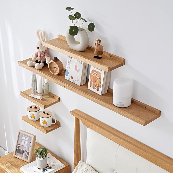 Floating Shelf, Natural Oak Wood, 36 Inch, Wall Storage, Display Picture Ledge, for Bedroom, Living Room, Bathroom, Office, Kitchen-NeatNest