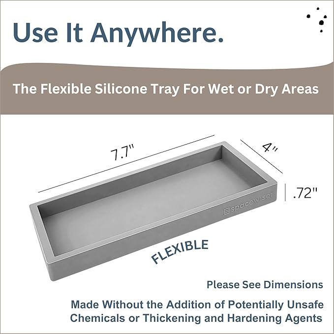 Countertop and Vanity Tray - Small 7.7" Silicone Tray for Soap Dispenser Bottles, Bathroom Trays, Kitchen Sink Soap Trays, Sink Caddy Kitchen Sinks Organizer, Soaps Dish & Sponge Holder Mat-NeatNest