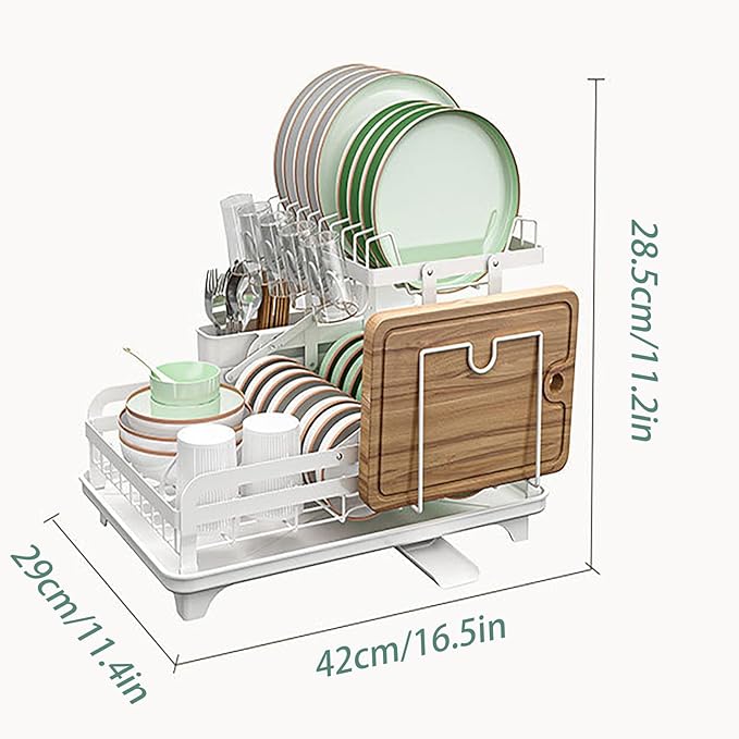 Dish Drying Rack Kitchen Dish Draining Rack 2 Tier Large Capacity for Kitchen Counter
