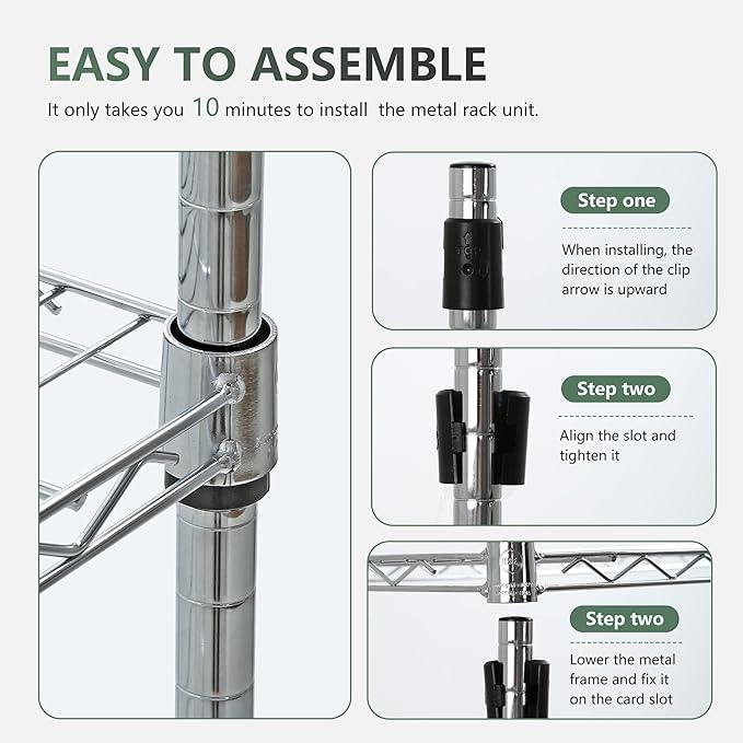 BestOffice 14Dx30Wx60H 5-Tier Wire Shelving Unit Steel Large Metal Shelf Organizer Garage Storage Heavy Duty NSF Height Adjustable Commercial Utility Storage Metal Rack on Wheels,Chrome-NeatNest