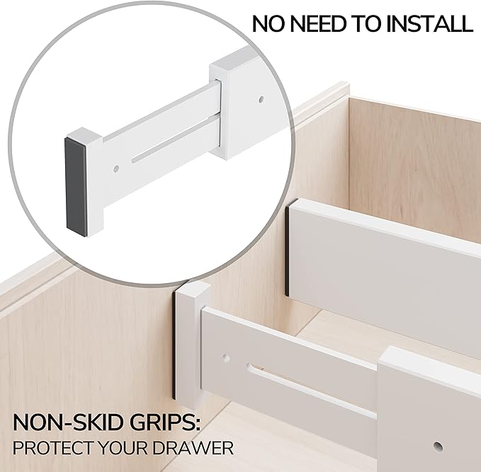 BAMEOS Drawer Dividers Bamboo Separators Organization Expandable Organizers for Kitchen Bedroom Bathroom Dresser Office 4-pack-NeatNest
