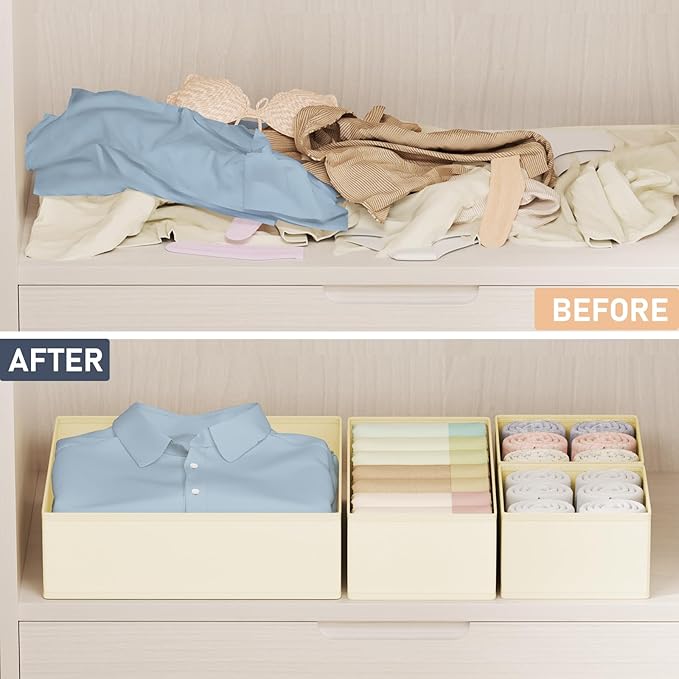 DIMJ Drawer Organizer Clothes Storage - 24 Pack Baby Dresser Organizer for Nursery, Small Fabric Closet Drawer Organizer Bins for Underwears Socks, Foldable Storage Dividers Organization for Bedroom-NeatNest