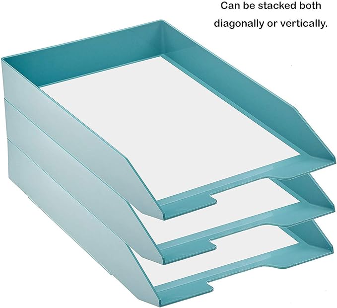 Acrimet Stackable Letter Tray Front Load, Letter Size, Plastic, Solid Green Color, 1 Unit-NeatNest