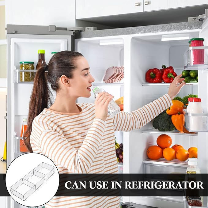 Chunful Clear Drawer Organizer 2 Pieces 6 Section Clear Desk Organizer with Dividers 3 Section Acrylic Makeup Tray Divided Drawer Inserts Sectioned Tray Makeup Storage-NeatNest