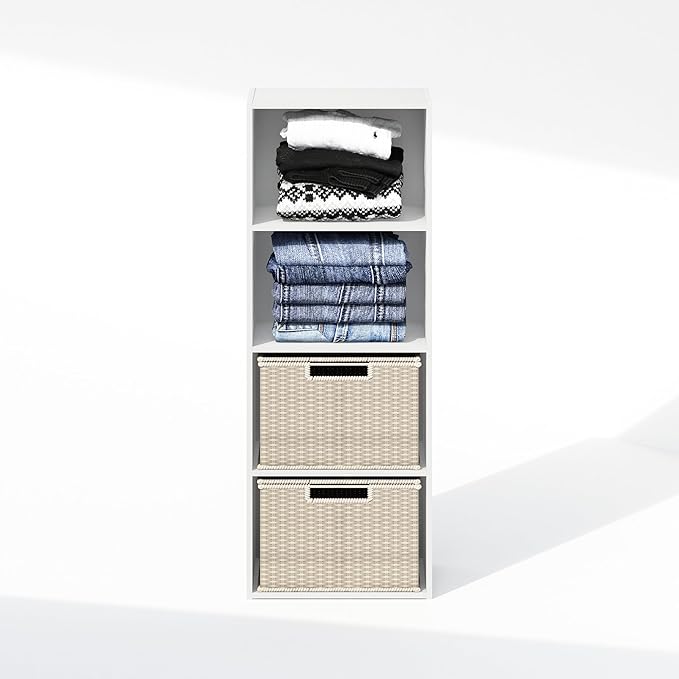 Furinno Reed 4-Tier Open Shelf Multipurpose Closet Storage, Storage Organizer, White-NeatNest