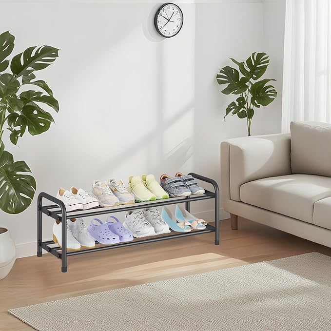 KANAV 2-Tier Expandable Shoe Rack, Adjustable Shoe Organizer & Storage for Closet, Small Space Saving Shoe Rack for Entryway, Bedroom, or Office – Sturdy & Durable Design-NeatNest
