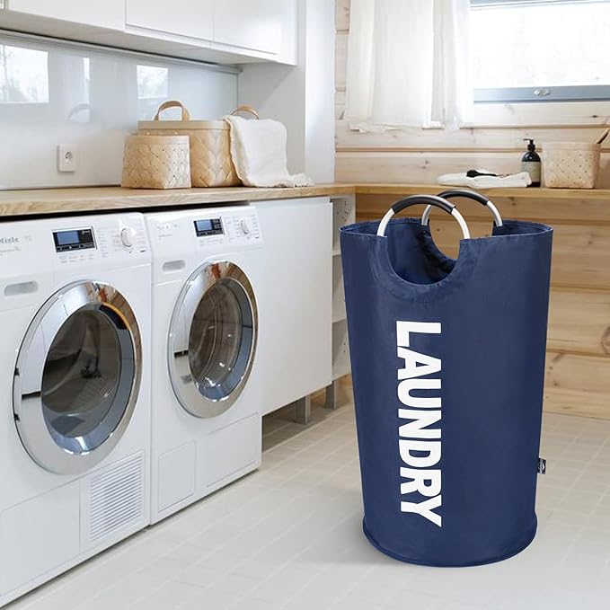 DOKEHOM 125L X-Large Collapsible Washing Laundry Basket Bag (7 Colors) for Bedroom, Fabric (Dark Blue, XL)-NeatNest