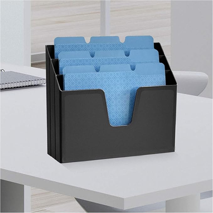 Acrimet Horizontal Triple File Folder Holder Organizer (Black Color)