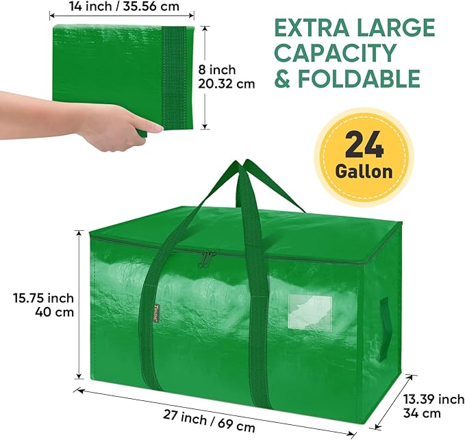 BALEINE 2-Pack Oversized Moving Bags with Reinforced Handles, Heavy-Duty Storage Tote for Clothes, Moving Supplies (Light Green, 2-Pack)-NeatNest