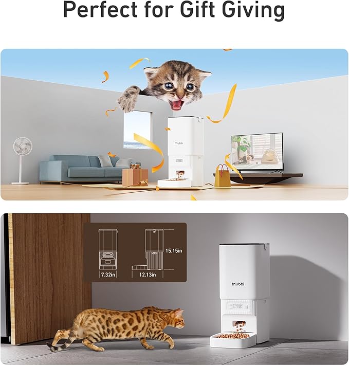 Automatic Cat Feeders, 7L/29 Cups Automatic Dog Feeder with Desiccant Bag, 1-6 Meals Ideal for 2-15mm Dry Food, Suitble for Multiple Pets, Dual Power Supply, Detachable Washable-NeatNest