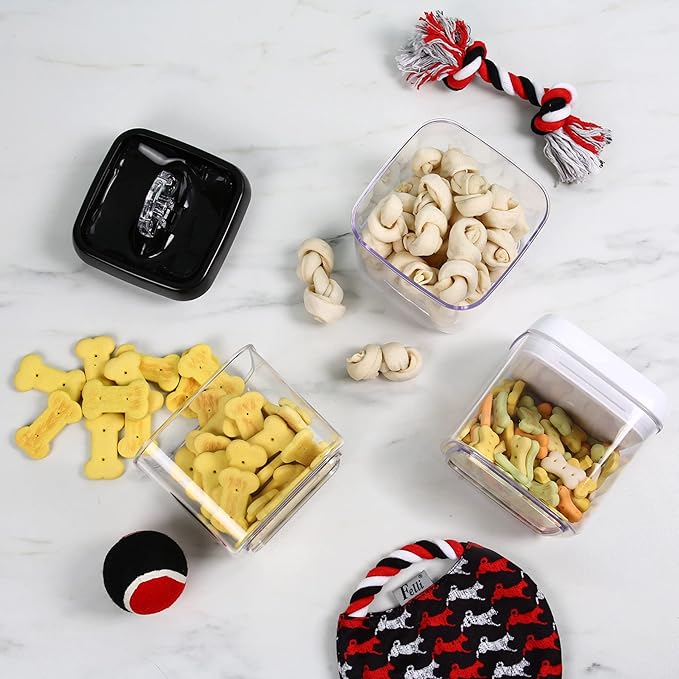 Felli Flip Tite Food Storage Container 5" LARGE Size Airtight Lid Lock Top, Stackable Kitchen Canister for Space Saving, Pantry Fridge Cupboard Organizer, Spice Seasoning Pet Treats Snack (1.1 qt)-NeatNest