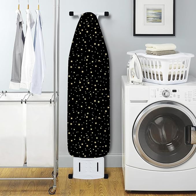 Extra Thick Ironing Board Cover and Pad, Night Sky Space 15x54 Ironing Board Cover, Resist Scorching and Staining,Elastic Edges,Cosmic Starry Fantasy Galaxy Universe Space Cartoon Stars