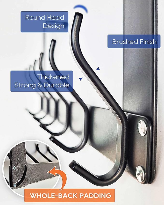 Over The Door Hooks, No Assembly Required Door Hanger Hook, Sturdy Over The Door Coat Rack, Over Door Hanger Door Hooks for Hanging Clothes, Towels, Hats, Matte Black