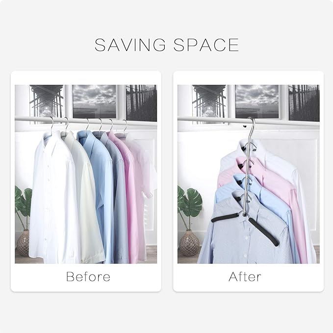 DOIOWN Blouse & Shirt Hangers - Non Slip Space Saving Stainless Steel Closet Organizer (2 Pack)-NeatNest