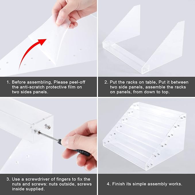 Clear Nail Polish Paint Organizer Holder Rack Shelf 6 Tier Acrylic Tattoo Ink Essential Oil Display Stand Holds Up to 48-96 Bottles for Table (Fit 1-2oz Bottles)-NeatNest