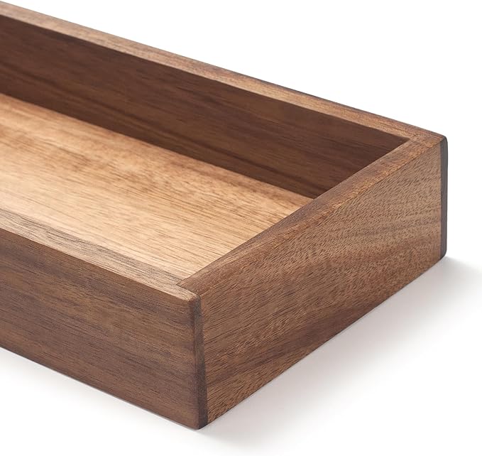Bathroom Vanity Tray, Bathroom Tray for Counter, Acacia Wood Toilet Tank Tray for Organizing and Home Decor (11.8 x 4.5 x 1.6 inch)-NeatNest