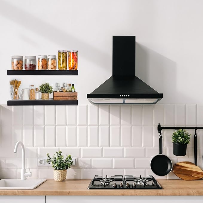 Floating Shelves 15.7in for Wall Black Solid Wood Floating Shelves Bathroom Floating Shelf for Bedroom Kitchen Living Room-NeatNest