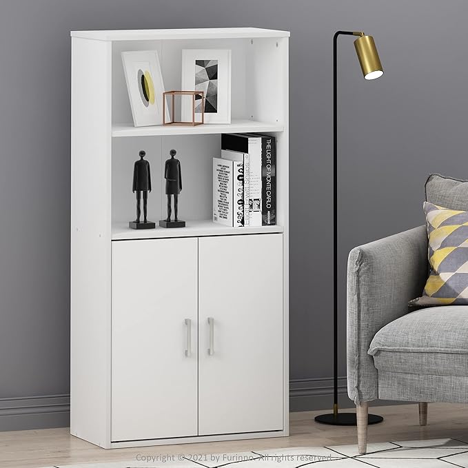 Furinno Pasir 4-Tier Storage Bookcase, Bookshelf, Multipurpose Shelf, White