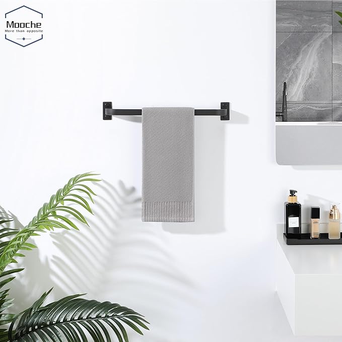 Bathroom Towel Bar, 16 inch Towel Racks for Bathroom Wall Mounted, SUS304 Stainless Steel Heavy Duty Towel Holder Bathroom Accessories Modern Home Decor, Matte Black Finished