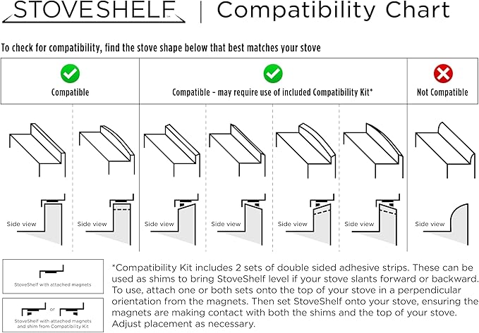 StoveShelf 24" Apartment Length Stainless Steel Finish Magnetic Shelf for Kitchen Stove - Kitchen Storage Solution with Zero Installation - Over Stove Spice Rack Organizer