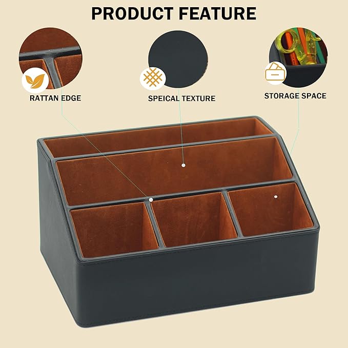 Desk Organizer, Mail Organizer Countertop, Bills Organizer, Mail Sorters, Magazine Holder, Desk Organizer and Accessories for Office Supplies, Brown, Black-NeatNest