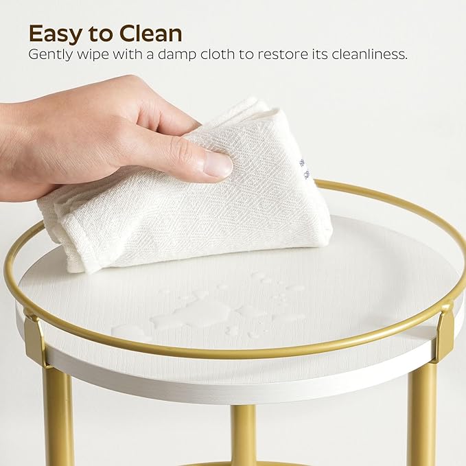 3-Tier Lazy Susan, Rotating Spice Rack, Spinning Organizer, Industrial Turntable Spice Rack for Cabinet, Kitchen Countertop, Pantry, White and Gold SR23DW-NeatNest
