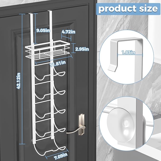 6-Tier Over The Door Towel Rack,Towel Racks for Bathroom, Metal Towel Holder with Storage Basket,Towel Rack for Rolled Towels,Bathroom Shelves,White