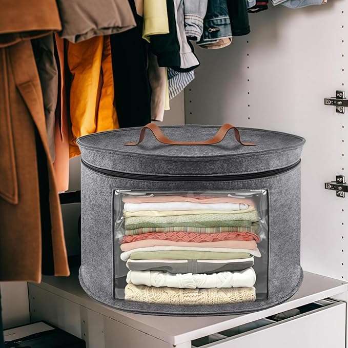 Hat Storage Box,Hat Boxes for women and men Storage,Stackable Round Brim Hats Organizer Bag Container for Closet, Cowboy Hat Organizer, FoldableTravel Cap Boxes-NeatNest