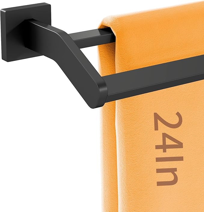 Double Towel Bar,24Inch Towel Rack for Bathroom Wall Mounted,Stainless Steel Bathroom Towel Holder Towel Hanger Rod for Wall,Matte Black