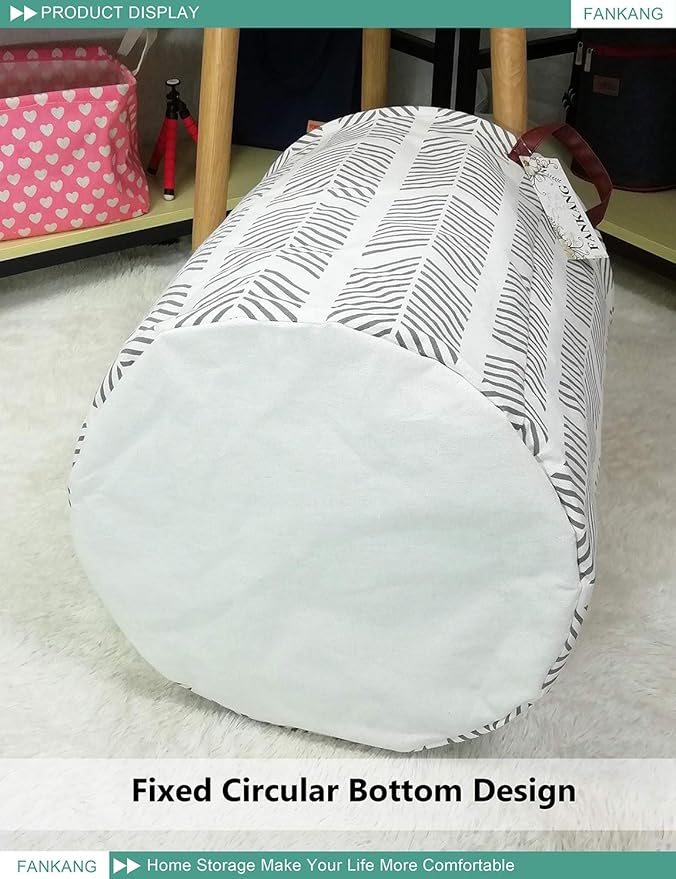 FANKANG Storage Basket, Nursery Hamper Canvas Laundry Basket Foldable with Waterproof PE Coating Large Storage Baskets for Kids Boys and Girls, Office, Bedroom, Clothes,Toys(Grey arrowhead)