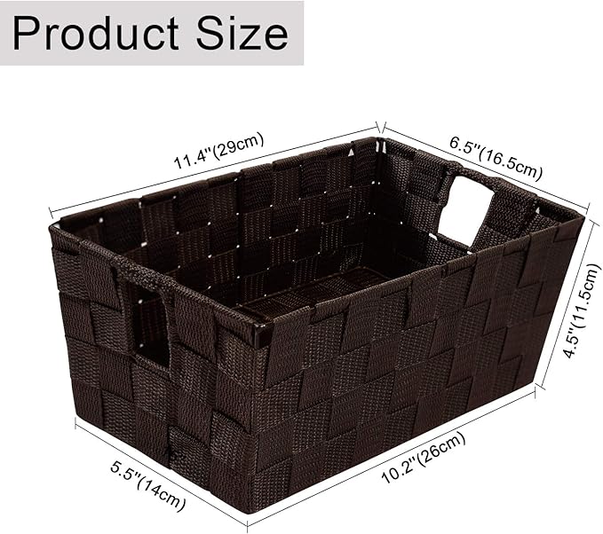 homyfort Woven Shelf Storage Tote Basket Bins Container, Storage Boxes Cube Organizer with Built-in Handles for Bedroom, Office, Closet, Clothes, Kids Room, Nursery 3pack(Brown)-NeatNest