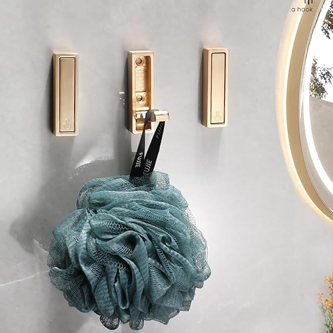 2Pcs Folding Coat Hooks, Heavy Duty Foldable Hook Made of Zinc Alloy, Foldable Gold Wall Hooks for Bathroom, Entryway, Closet, Pool and Kitchen are Coat, Key Backpack, Storage Solutions (Gold)-NeatNest