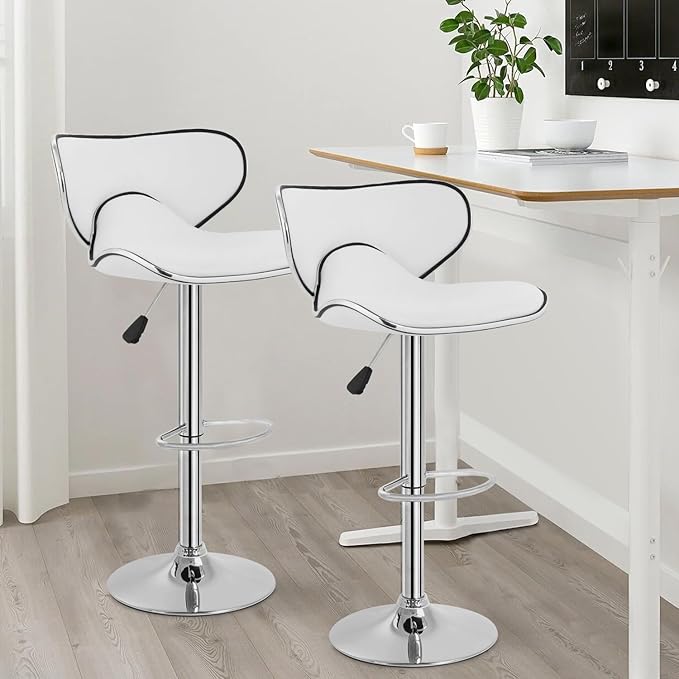BestOffice Bar Stools Set of 2, Counter Height Adjustable Bar Stools with Back Bar Stool PU Leather Swivel Bar Stool Kitchen Counter Bar Stools Dining Chairs-NeatNest