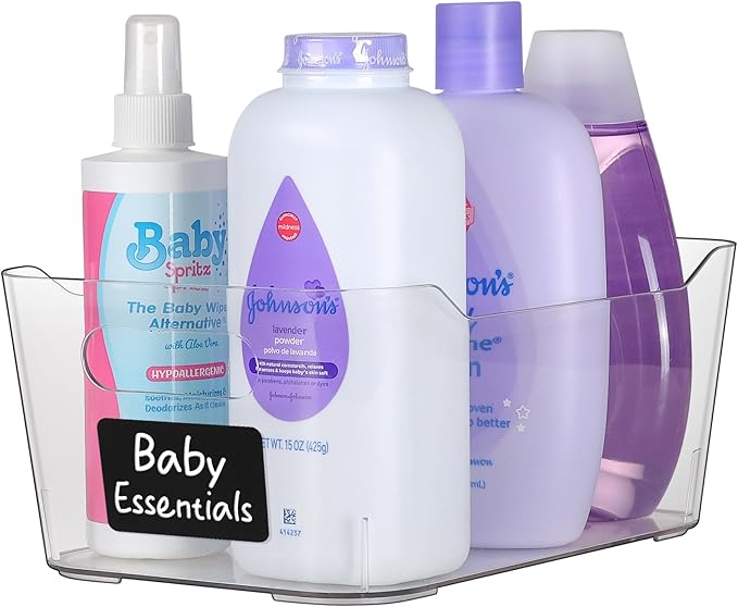 Clear Plastic Storage Bins with Labels and Marker, Perfect for Kitchen Organization or Pantry Organization and Storage, Medium Fridge Organizer and Cabinet Organizers Storage Bins-NeatNest