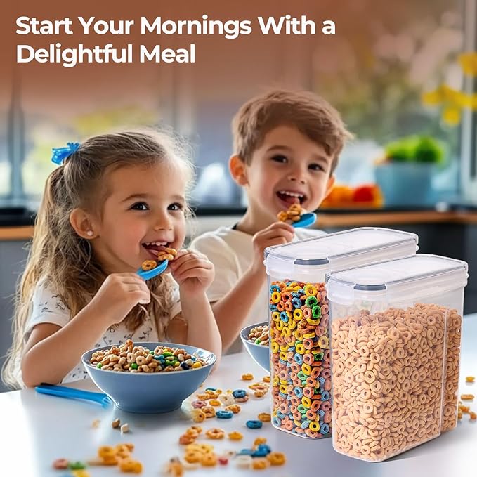 Cereal Storage Containers Set (6.3L / 213OZ) – Airtight Food Storage with Lids, Pantry Organizer for Rice, Sugar, Flour